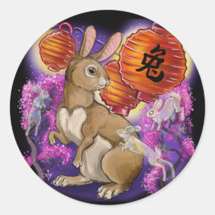 Sticker Rond Année chinoise du zodiaque du lapin