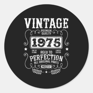 Sticker Rond Année de naissance 1975 vintage Anniversaire Citat