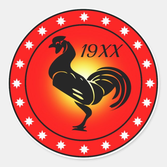 Sticker Rond Année du coq (Devant)