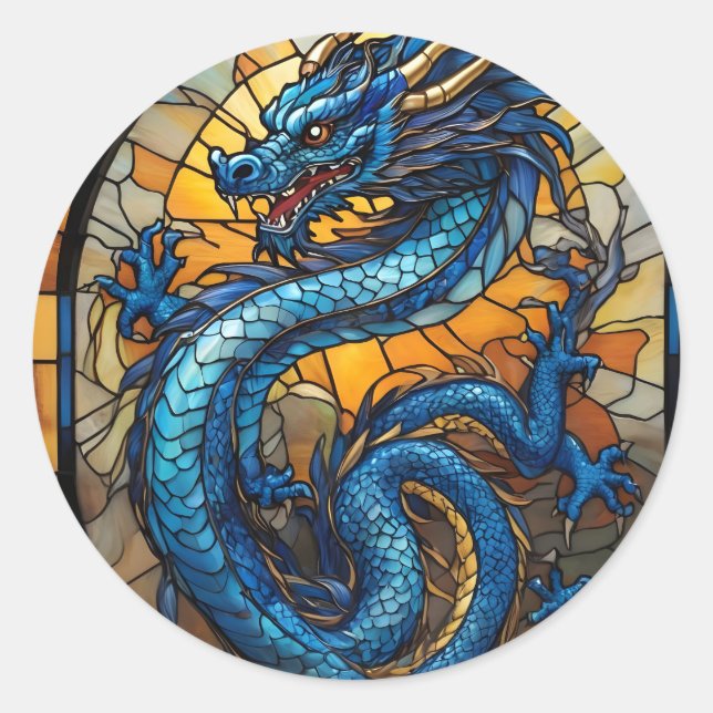 Sticker Rond Année du dragon bleu 2024 (Devant)