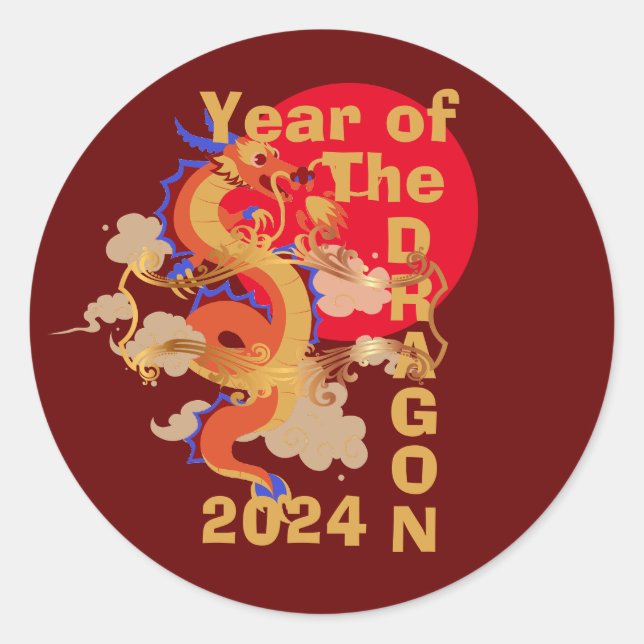 Sticker Rond Année du dragon Nouvel An chinois 2024 (Devant)