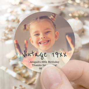 Sticker Rond Année vintage Retro Photo Snapshot Anniversaire Fê