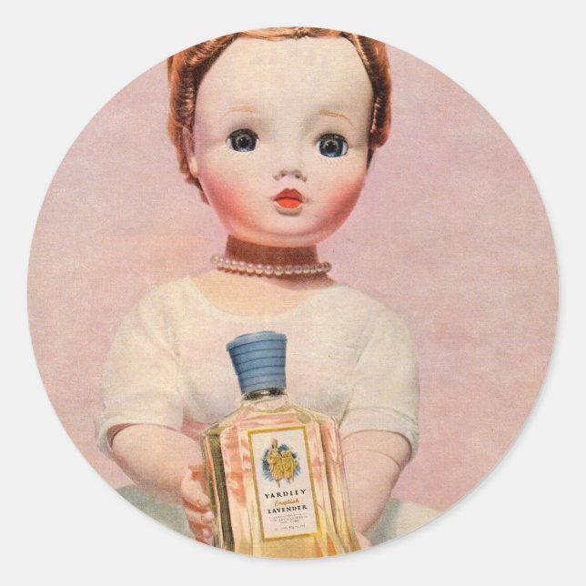 Sticker Rond Années 1950 Yardley et Madame Alexander doll (Devant)