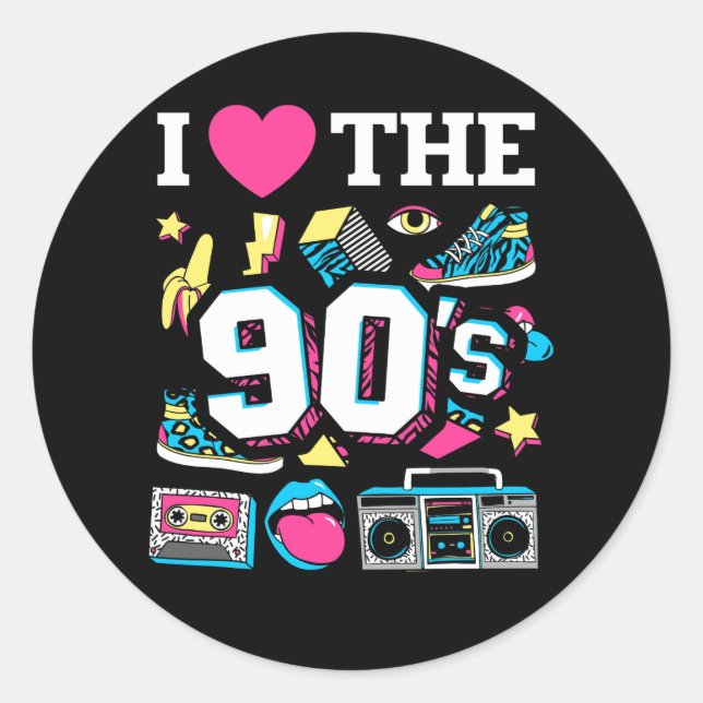 Sticker Rond Années 90 I Heart the Nineties (Devant)