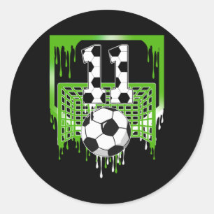 Sticker Rond Anniversaire 11 ans Soccer Ice Cream Drip Fête 11