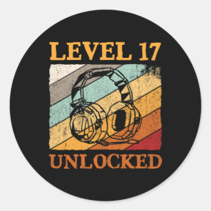 Sticker Rond Anniversaire 17 Ans Hommes Garçons Joueur De Jeux