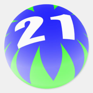 Sticker Rond Anniversaire 21 ans