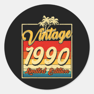 Sticker Rond Anniversaire 32 ans Vintage 1990 Edition limitée