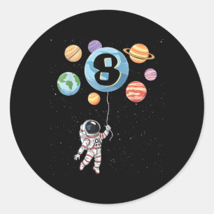 Sticker Rond Anniversaire 8e astronaute 8 ans Planètes spatiale