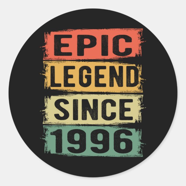 Sticker Rond anniversaire âgé de 25 ans 1996 Légende épique 25e (Devant)