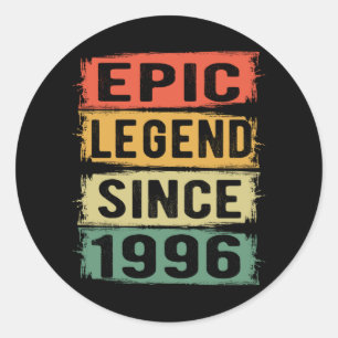 Sticker Rond anniversaire âgé de 25 ans 1996 Légende épique 25e