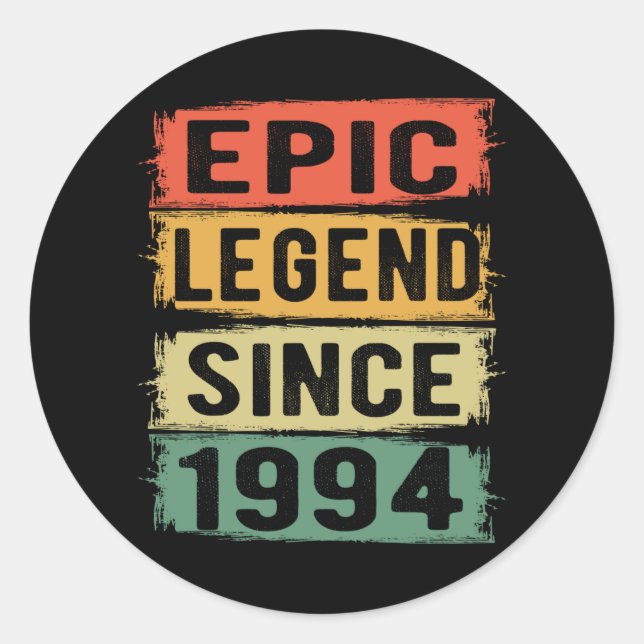 Sticker Rond anniversaire âgé de 27 ans 1994 Légende épopée 27e (Devant)