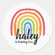 Sticker rond Anniversaire Arc-en-ciel