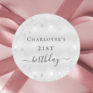 Sticker Rond Anniversaire argent parties scintillant poussière