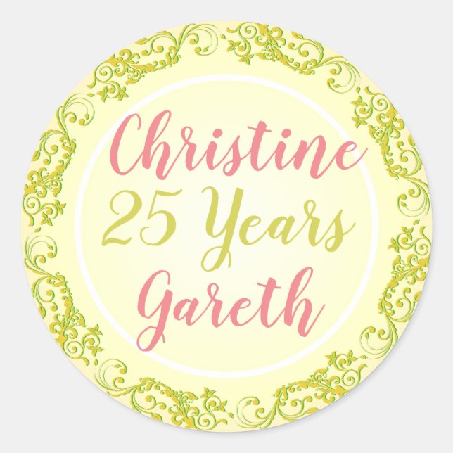 Sticker Rond Anniversaire avec noms et nombre d'années. (Devant)