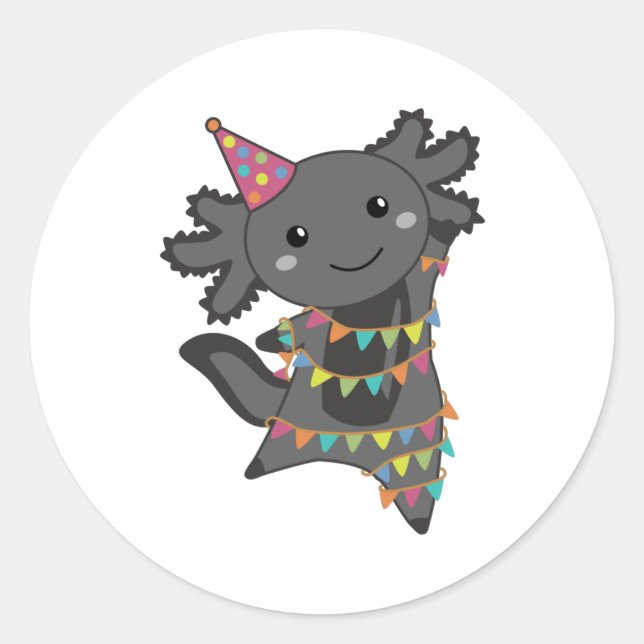 Sticker Rond Anniversaire Axolotl Garland (Devant)