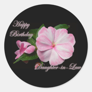 Sticker Rond Anniversaire Belle-fille Pink Impatiens Articles