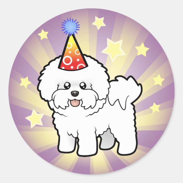 Sticker Rond Anniversaire Bichon Frise (Devant)