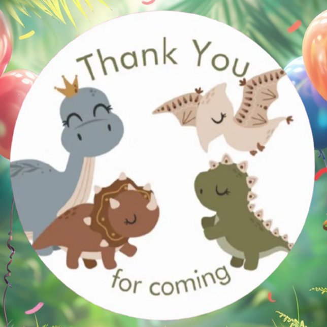 Sticker Rond Anniversaire Boho Dinosaures, Merci (These adorable, customized dino stickers can be personalized just for your little one.)