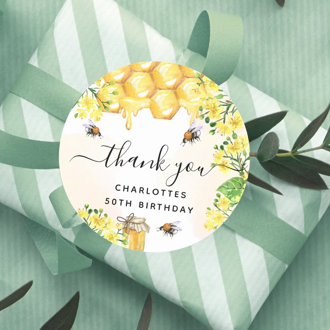 Sticker Rond Anniversaire bourdon abeilles florale miel merci (Créateur téléchargé)