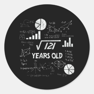 Sticker Rond anniversaire de 11 ans Geeky Math 11e anniversaire