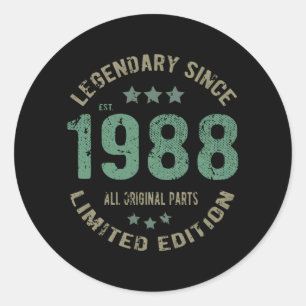 Sticker Rond anniversaire de 33 ans 1988 Légende depuis 33e ann