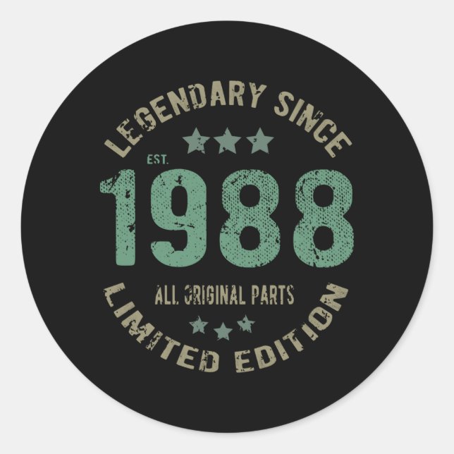 Sticker Rond anniversaire de 37 ans 1988 Légende 37e anniversai (Devant)