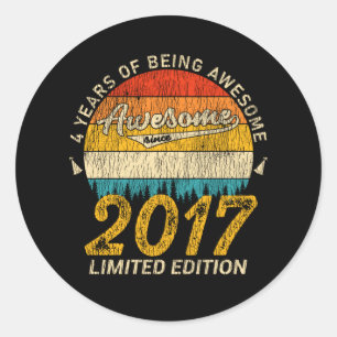 Sticker Rond anniversaire de 4 ans 2017 stupéfiant depuis 4ème