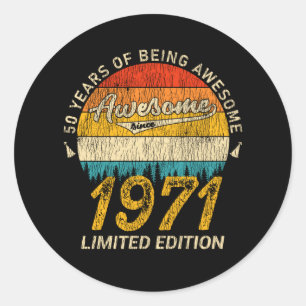 Sticker Rond anniversaire de 50 ans 1971 stupéfiant depuis 50e 