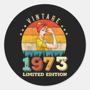 Sticker Rond anniversaire de 52 ans 1973 Vintage 52e anniversai