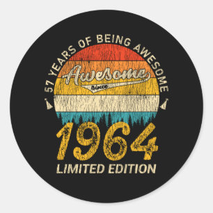 Sticker Rond anniversaire de 57 ans 1964 stupéfiant depuis 57e 