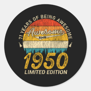 Sticker Rond anniversaire de 71 ans 1950 stupéfiant depuis 71e