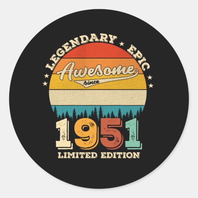 Sticker Rond anniversaire de 74 ans 1951 Magnifique 74e anniver (Devant)