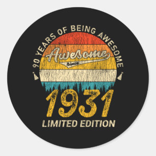 Sticker Rond anniversaire de 90 ans 1931 stupéfiant depuis 90e 
