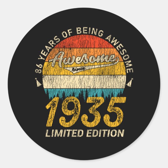 Sticker Rond anniversaire de 90 ans 1935 merveilleux 90e annive (Devant)