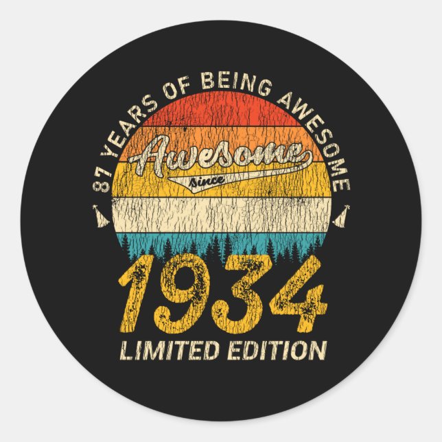 Sticker Rond anniversaire de 91 ans 1934 Magnifique 91e anniver (Devant)