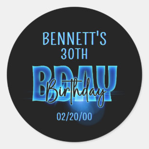 Sticker Rond Anniversaire de Blue Neon