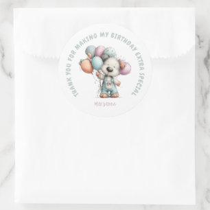 Sticker Rond Anniversaire de chien aquarelle fantaisiste