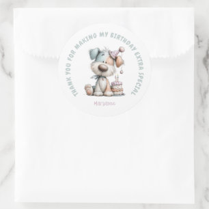 Sticker Rond Anniversaire de chien aquarelle fantaisiste