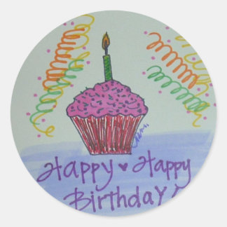 Sticker Rond Anniversaire de Cupcake