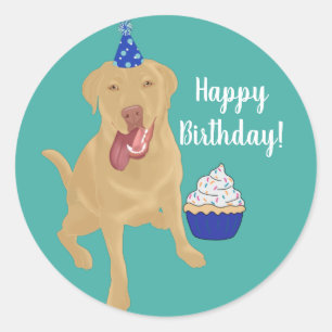 Sticker Rond Anniversaire de Dudley Labrador