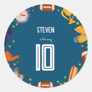 Sticker Rond Anniversaire de enfant de football américain