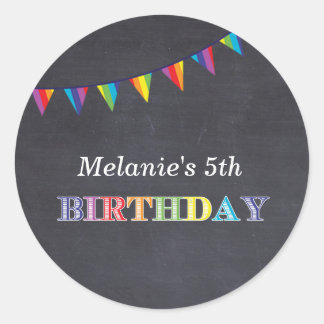 Sticker Rond Anniversaire de enfant de la partie chalkboard aut
