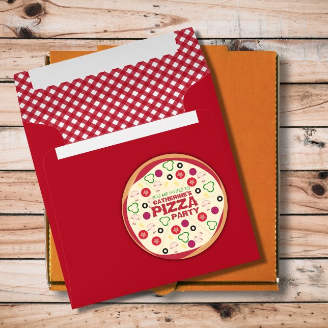 Sticker Rond Anniversaire de enfant de la Pizza moderne (Créateur téléchargé)