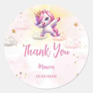 Sticker Rond Anniversaire de enfant de licorne Whimsical magiqu