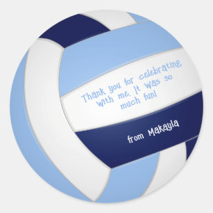 Sticker Rond anniversaire de enfant de volley-ball bleu bleu ma