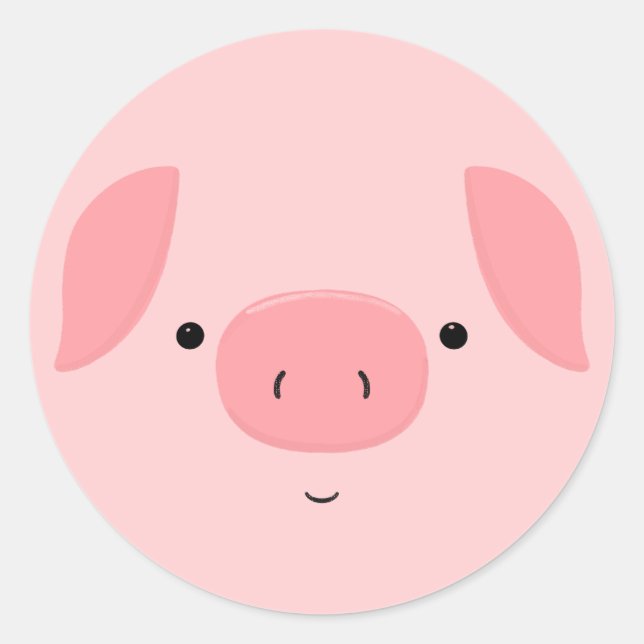 Sticker Rond Anniversaire de enfant mignon Piggy (Devant)