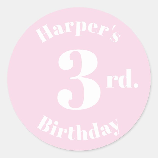 Sticker Rond Anniversaire de enfant moderne Numéro personnalisé (Devant)