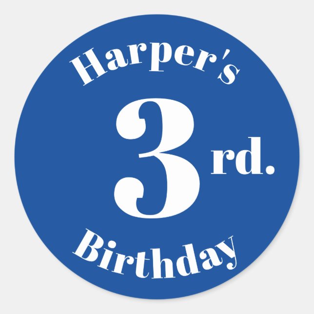 Sticker Rond Anniversaire de enfant moderne Numéro personnalisé (Devant)