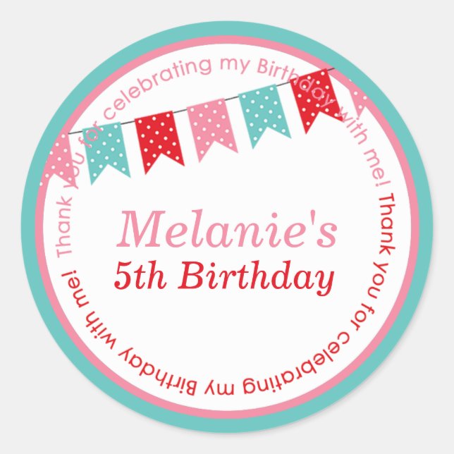 Sticker Rond Anniversaire de enfant parti do-it-yourself collan (Devant)